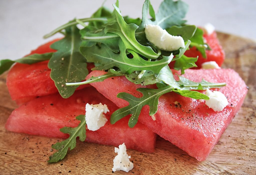 Watermelon Arugula Goat Salad