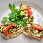 Grilled Zucchini Bruschetta with Garden Herb Goat Cheese